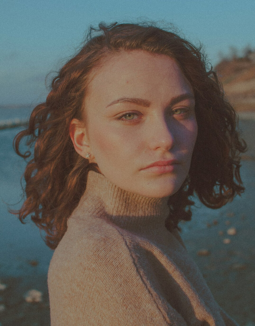 Portrait of a woman with wavy hair